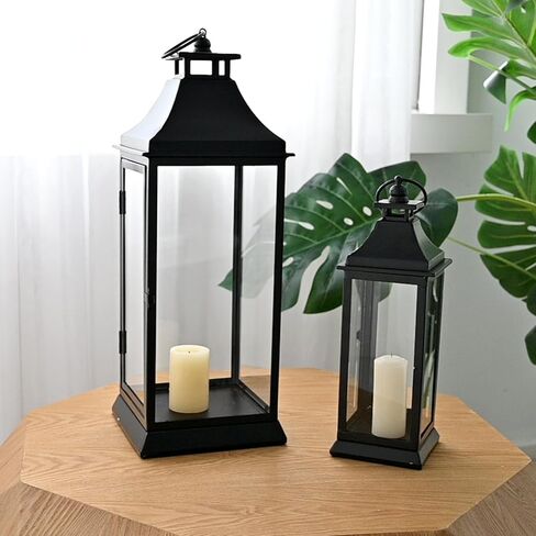 مجموعة ديكور فانوس مزرعة ريفية خشبية كبيرة بطول 76.2 سم، قطعتين، طبيعية in Kuwait