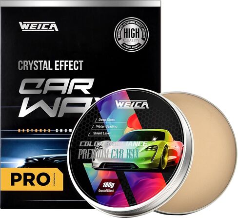 شمع السيارة باللون الأسود الصلب للسيارات السوداء، منظف مجموعة شمع السيارة كارنوبا، طلاء سيراميك تلقائي مقاوم للخدش، 180 جرام مع إسفنجة شمع ومنشفة مجانية - أسود in Kuwait