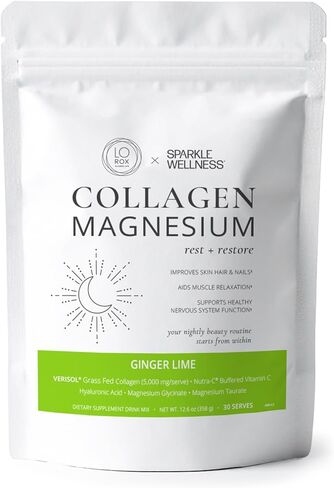 راحة الكولاجين والمغنيسيوم + استعادة (عصير الليمون بالعسل) [30 حصة] | فيريسول ببتيدات الكولاجين النشطة بيولوجيًا وجليسينات المغنيسيوم وأملاح التوريت | لورين روكسبيرج ريست + ريستور | روتين الجمال المهدئ in Kuwait