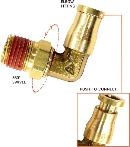 TORQUE Air Line Service Kit for Air Bags Suspension Kit Fittings, 1/4 NPT Elbow Fitting, 16 Feet Tubing, Air Inflation Valve Schrader Union Tee (Push to Connect) Air Bags for Trucks Fittings TR2012AS in Saudi Arabia