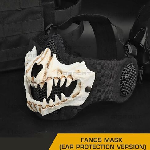 Hannya Japanese Half-face Mask Costume Prop for Halloween Cosplay Party Mask Gift for Men (Red) in Saudi Arabia