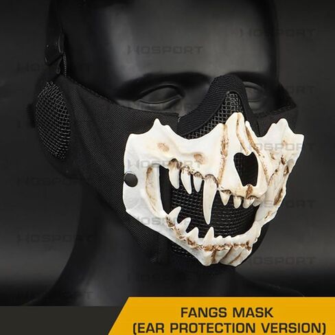 Hannya Japanese Half-face Mask Costume Prop for Halloween Cosplay Party Mask Gift for Men (Red) in Saudi Arabia