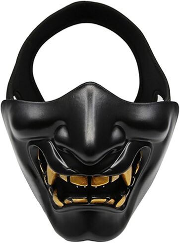 Hannya Japanese Half-face Mask Costume Prop for Halloween Cosplay Party Mask Gift for Men (Red) in Saudi Arabia