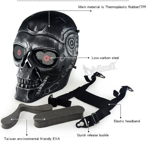 Punk Full-Face Terminator Thriller Mask Role-Play Costume Prop for Halloween Cosplay Party (Silver Grey) in Kuwait