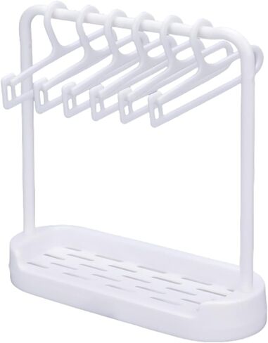 1 Set Mini Dolls Clothes Garment Rack with 6Pcs Doll Clothes Hangers, Closet Mini Doll Coat Skirt Clothes Hangers, Dress Up Outfit Wardrobe Clothing Storage Accessories for Dollhouse White in Saudi Arabia