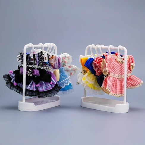 1 Set Mini Dolls Clothes Garment Rack with 6Pcs Doll Clothes Hangers, Closet Mini Doll Coat Skirt Clothes Hangers, Dress Up Outfit Wardrobe Clothing Storage Accessories for Dollhouse White in Saudi Arabia