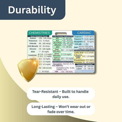 Lab Values, Nursing Reference Badge, Quick Guide for Medical Professionals (Badge Size (2.1 x 3.4 in)) in Saudi Arabia