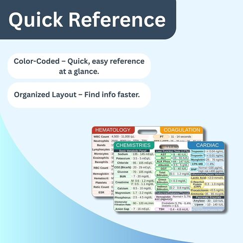 Lab Values, Nursing Reference Badge, Quick Guide for Medical Professionals (Badge Size (2.1 x 3.4 in)) in Saudi Arabia