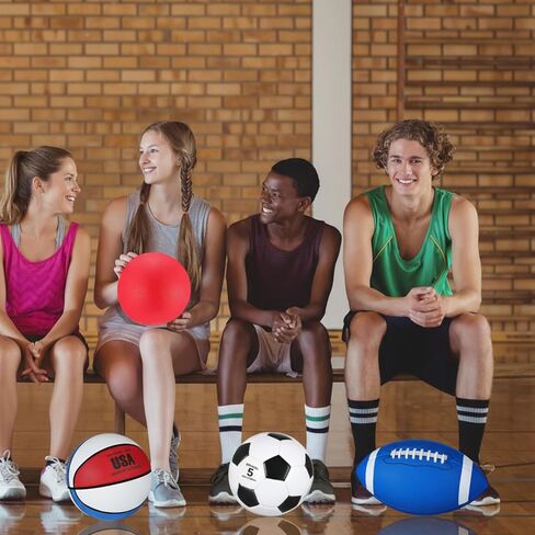 Deekin 8 Pcs Sports Balls Set Official Size Athletic Ball Set Includes Basketball, Soccer, Football, Playground Ball with Equipment Bags Pumps for Youth Adult Indoor Outdoor Activities in Saudi Arabia