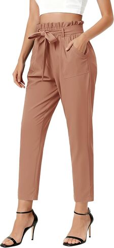 GRACE KARIN Women's Paper Bag Waist Pants Slim Fit Casual Office Pencil Pants in Kuwait