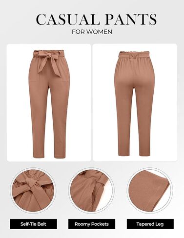 GRACE KARIN Women's Paper Bag Waist Pants Slim Fit Casual Office Pencil Pants in Kuwait