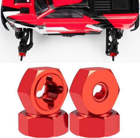 4 قطع من محول محاور العجلة السداسية من الألومنيوم RC لمركب Arrma 1/18 جرانيت GROM MEGA 380 المصقول 4X4 Monster Truck ARA2102 ترقيات (أحمر) in Kuwait