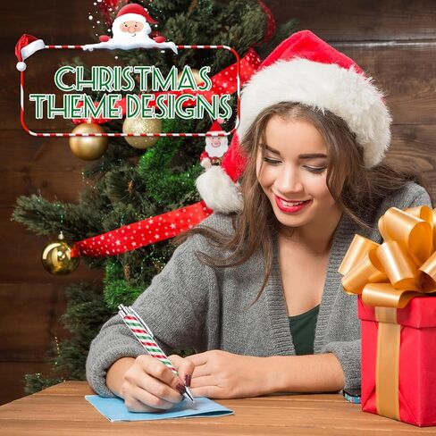 Tenceur 100 Pcs Christmas Ballpoint Pens Bulk with Black Ink, Black Red Green Plaid Xmas Rollerball Pens for Adults Christmas Party Favors Gifts for Coworkers Office Favors Stocking Stuffers in Saudi Arabia