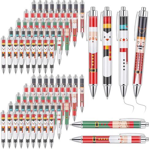 Tenceur 100 Pcs Christmas Ballpoint Pens Bulk with Black Ink, Black Red Green Plaid Xmas Rollerball Pens for Adults Christmas Party Favors Gifts for Coworkers Office Favors Stocking Stuffers in Saudi Arabia