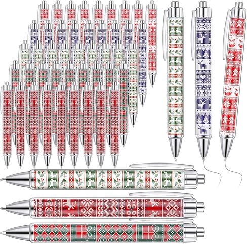 Tenceur 100 Pcs Christmas Ballpoint Pens Bulk with Black Ink, Black Red Green Plaid Xmas Rollerball Pens for Adults Christmas Party Favors Gifts for Coworkers Office Favors Stocking Stuffers in Saudi Arabia