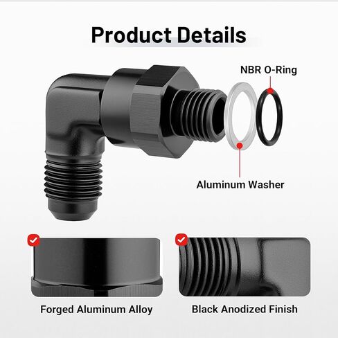 EVIL ENERGY 6AN Male Flare to M12x1.5mm Male Metric Swivel Fitting 90-Degree Elbow Adapter Forged Hose End Aluminum Black in Saudi Arabia