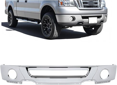 KUAFU Front Bumper Face Bar Compatible with 2006-2008 Ford F-150 2007-2008 Lincoln Mark LT w/Fog Light Holes Replacement for FO1002399 6L3Z17757BA Chrome Steel Silvery in Saudi Arabia