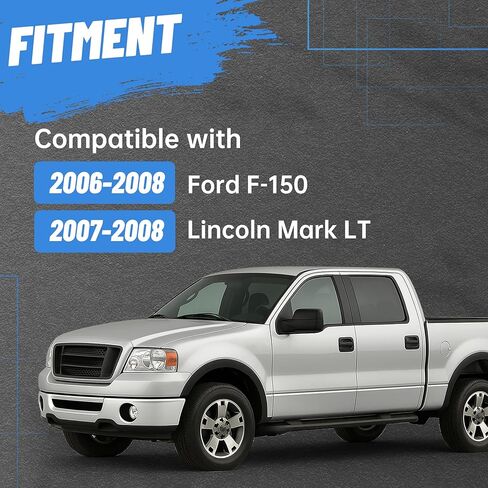 KUAFU Front Bumper Face Bar Compatible with 2006-2008 Ford F-150 2007-2008 Lincoln Mark LT w/Fog Light Holes Replacement for FO1002399 6L3Z17757BA Chrome Steel Silvery in Saudi Arabia