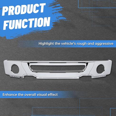 KUAFU Front Bumper Face Bar Compatible with 2006-2008 Ford F-150 2007-2008 Lincoln Mark LT w/Fog Light Holes Replacement for FO1002399 6L3Z17757BA Chrome Steel Silvery in Saudi Arabia
