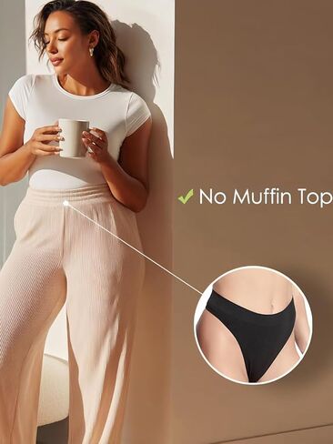 GRANKEE Women's Breathable Seamless Thong Panties No Show Underwear Pack in Kuwait
