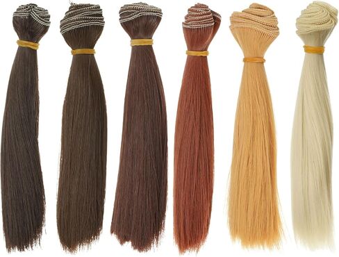 PATIKIL 15cm Doll Hair Wefts, 6Pcs Soft Synthetic Straight Hair Doll Wigs Doll Hair Extensions Accessories for Doll Making DIY Craft, Multicolor 6 in Saudi Arabia
