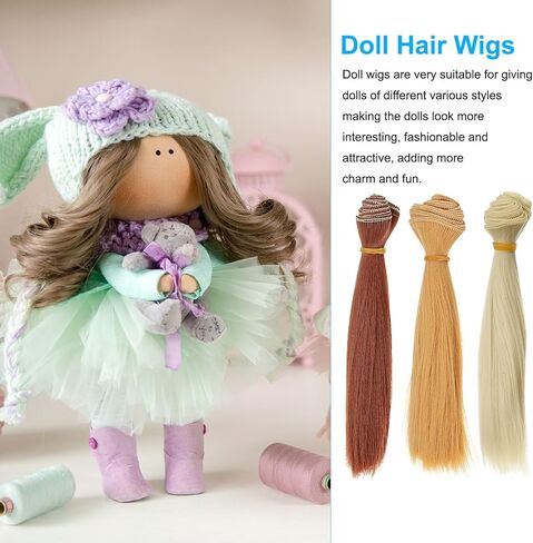 PATIKIL 15cm Doll Hair Wefts, 6Pcs Soft Synthetic Straight Hair Doll Wigs Doll Hair Extensions Accessories for Doll Making DIY Craft, Multicolor 6 in Saudi Arabia