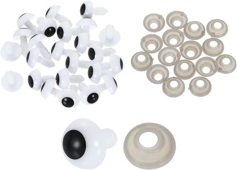 uxcell 100 Pcs Safety Eyes for Crocheting, 20mm Plastic Crochet Eyes Round Craft Eye with Washers for DIY Arts Crafts Stuffed Animals Bears Making, White in Saudi Arabia