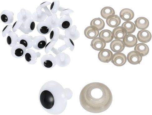 uxcell 100 Pcs Safety Eyes for Crocheting, 20mm Plastic Crochet Eyes Round Craft Eye with Washers for DIY Arts Crafts Stuffed Animals Bears Making, White in Saudi Arabia