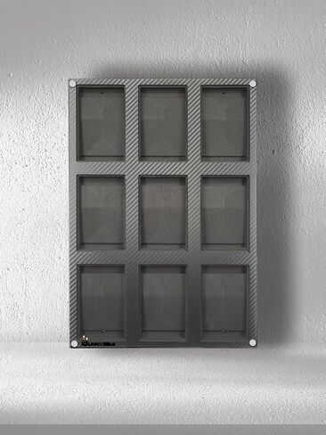 حامل جداري لشاشة PSA Slab مع نافذة أكريليك متضمنة - يناسب PSA وCGC SLabs | ألواح البوكيمون | حراس متدرج | أكواب بلاطة - لون ألياف الكربون الأسود | 9-الفتحات in Saudi Arabia
