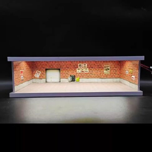 1/43 Diorama Car Garage Model,for 1/43 die-cast Model Car Display,City Car Parking Lot Scene Display Model,with LED Light and Acrylic Cover (MJ-09) in Saudi Arabia