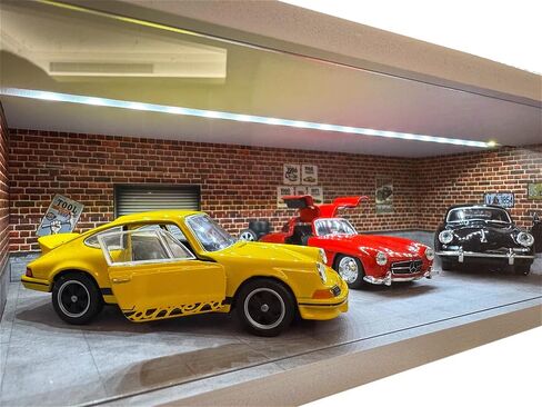 1/43 Diorama Car Garage Model,for 1/43 die-cast Model Car Display,City Car Parking Lot Scene Display Model,with LED Light and Acrylic Cover (MJ-09) in Saudi Arabia