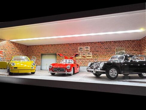 1/43 Diorama Car Garage Model,for 1/43 die-cast Model Car Display,City Car Parking Lot Scene Display Model,with LED Light and Acrylic Cover (MJ-09) in Saudi Arabia