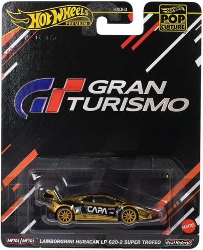 Hot Wheels Premium Pop Culture Gran Turismo Lamborghini Huracán LP 620-2 Super Trofeo 1:64 Scale Die-Cast Car, Metal Body & Real Riders Tires, Collector Vehicle JBL75 in Saudi Arabia