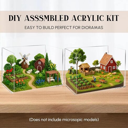 Chunful 5 Sides Acrylic Diorama Kit Large Display Boxes for Dollhouse Room Box Miniatures Figures Collectibles Unfinished 11.8 x 8.3 x 8.7 Inch, Quick Install for DIY Crafts Model Toys in Saudi Arabia