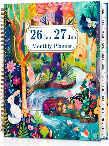 2025-2026 18-Month Academic Monthly Planner 9'' x 11'' Spiral Bound Hard Cover with Double-Sided Pocket for Women, Men in Kuwait