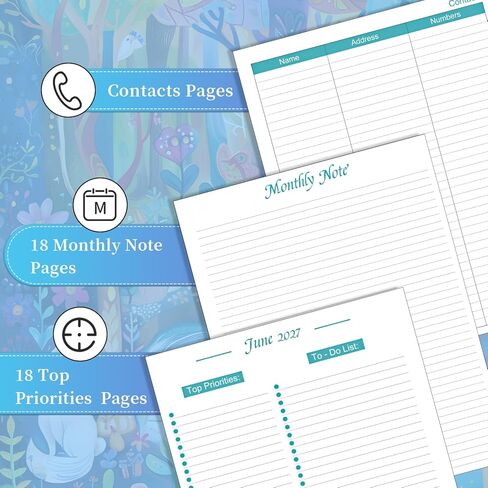 2025-2026 18-Month Academic Monthly Planner 9'' x 11'' Spiral Bound Hard Cover with Double-Sided Pocket for Women, Men in Kuwait