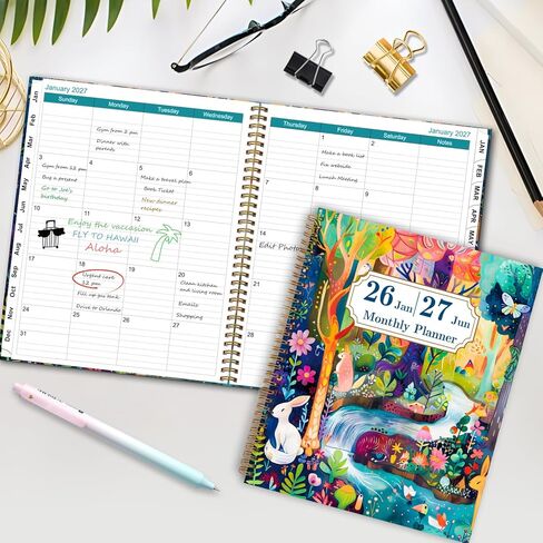 2025-2026 18-Month Academic Monthly Planner 9'' x 11'' Spiral Bound Hard Cover with Double-Sided Pocket for Women, Men in Kuwait