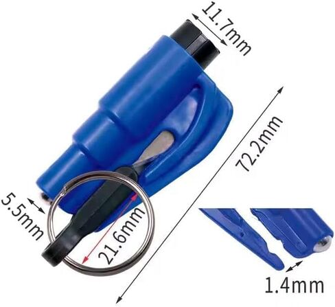 Car Safety Tool – 2-in-1 Glass Breaker & Seat Belt Cutter – Emergency Escape Keychain Hammer – Compact & Lightweight – Set of 2 (Blue & Red) in Saudi Arabia