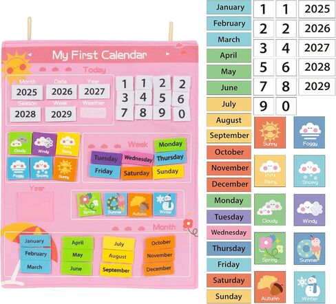 My First Daily Calendar Felt, Classroom Calendar for Kids Activities with Weather & Seasons, Preschool Toys for Girls & Boys Ages 3+ in Saudi Arabia