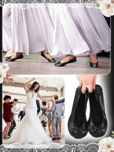 Cuffbow Wedding Foldable Flats Dancing Shoes Bulk Women's Roll up Ballet Flats Wedding Party Slippers for Bridesmaids Guests in Kuwait