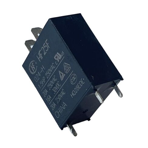 مرحل الطاقة HF25F-024-H 24VDC، 20 أمبير 250 فولت تيار متردد SPST-NO (نموذج واحد أ) - آثار أقدام تركيب PCB (قياسي/النوع 1/2/3/4) - متوافق مع عائلة HF25F - استبدال لوحة تحكم الأجهزة/الميكروويف، UL/TÜV in Saudi Arabia