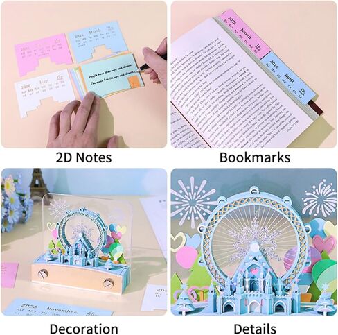 تقويم قطعة الوقت 2026، تقويم ثلاثي الأبعاد قابل للتمزيق، لوحة مذكرة فنية لنحت الورق هدية مفكرة لعيد الميلاد لتزيين سطح المكتب (مع الضوء، مع البطاريات) in Kuwait