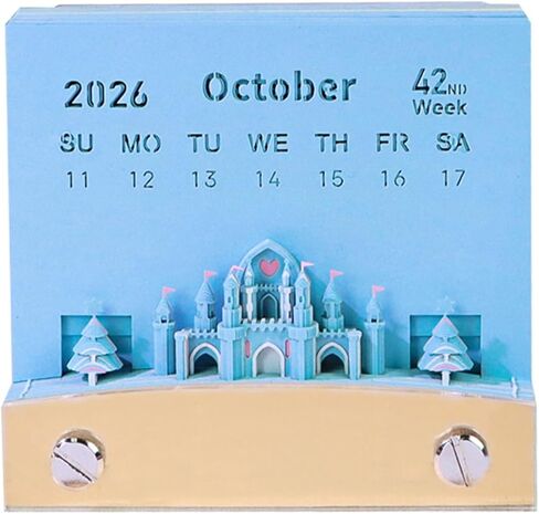 تقويم قطعة الوقت 2026، تقويم ثلاثي الأبعاد قابل للتمزيق، لوحة مذكرة فنية لنحت الورق هدية مفكرة لعيد الميلاد لتزيين سطح المكتب (مع الضوء، مع البطاريات) in Kuwait