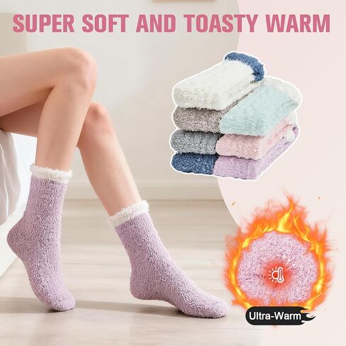 جوارب Azue Fuzzy Warm Slipper للنساء جوارب نوم مريحة فائقة النعومة من الألياف الدقيقة 6 أو 5 أزواج in Kuwait