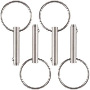 VTurboWay 4 Pcs Quick Release Pin 1/4" Diameter, Usable Length 1", Full 316 Stainless Steel, Bimini Top Pin, Marine Hardware, All Parts are Made of 316 Stainless Steel