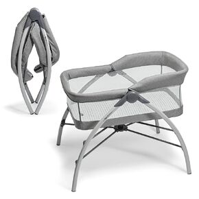The First Years First Dreams Folding Baby Bassinet - Portable Crib for Travel - Bassinet Bedside Sleeper for Baby - White