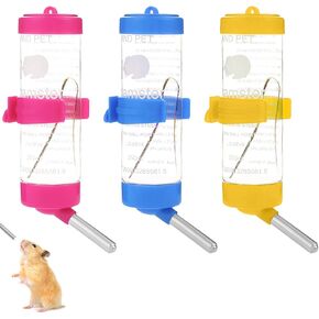 3 Pcs Hamster Water Bottles for Cage 250 ml, No Drip Hamster Water Dispenser,Plastic Hanging Small Animal Drinking Bottles, Water Feeder for Chinchillas, Bunny,Rabbit, Guinea Pig, Rat, Gerbil