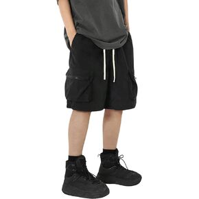 SweatyRocks Men's Drawstring Waist Cargo Shorts Wide Leg Loose Knee Length Shorts with Pockets