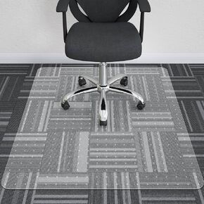 HOMEK Office Chair Mat for Low Pile Carpeted Floors - 46" x 60" Clear Carpet Chair Mats for Home & Office, Studded Floor Mat for Office Chair on Carpet