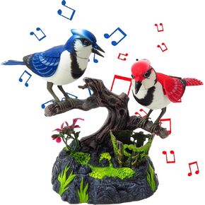 PowerTRC Baltimore Blue Jay Set | Realistic Birds | Toy Bird Pets | Sound Activated | for Enchanting Indoor Ambiance